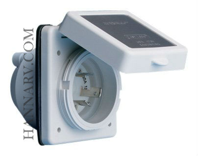 Marinco RV 301ELRV 30 Amp Power Inlet - White with Stainless Steel Trim